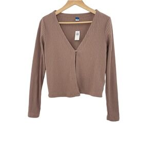 Old Navy Ribbed Knit Cardigan Top, Button Front Closure, Long Sleeve - M‎